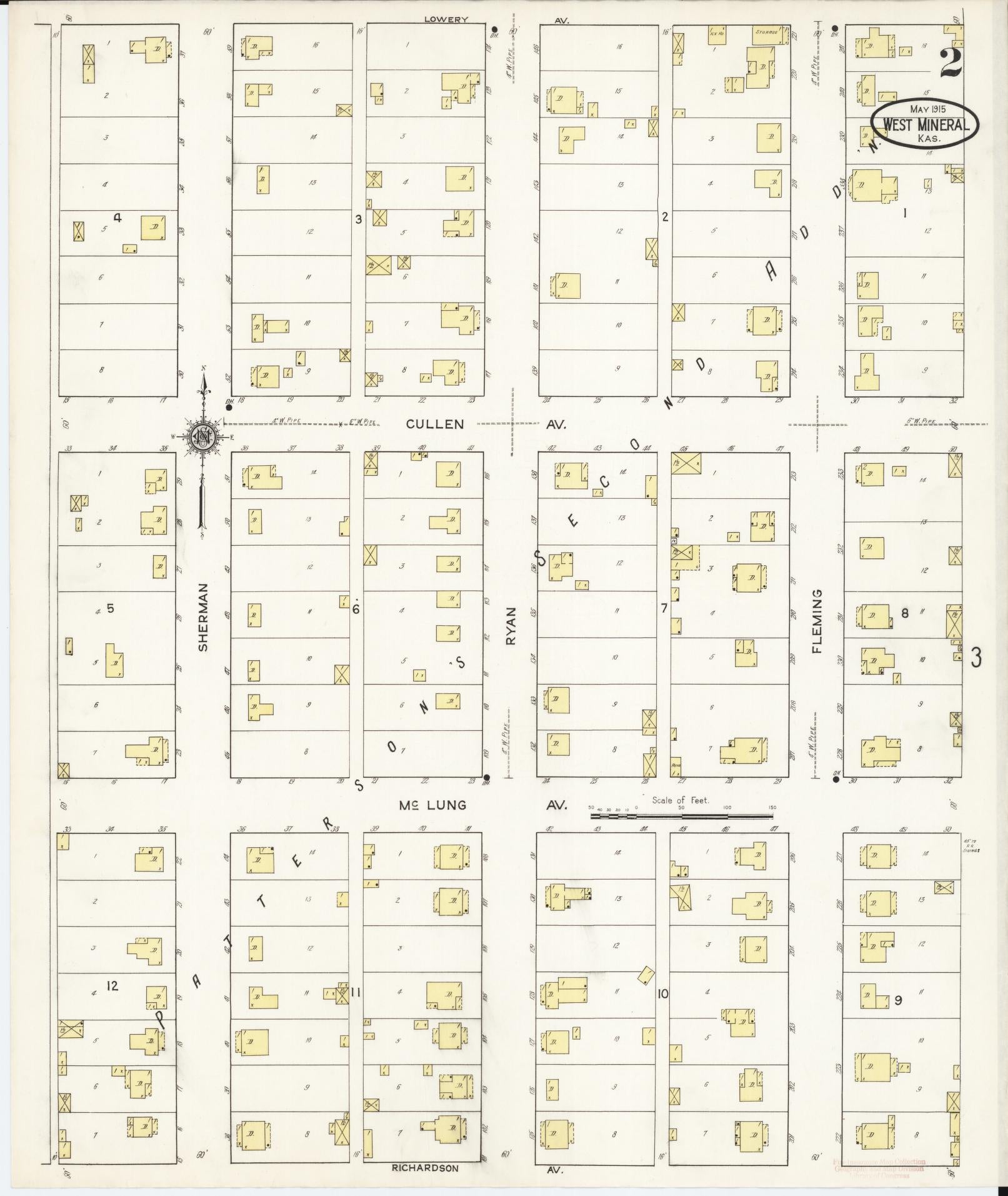 Sanborn Fire Insurance Map from West Mineral, Cherokee County, Kansas (1915), Sheet #0002 - Historic Sanborn Fire Insurance Map Print, vintage old map wall art, antique decor, genealogy gift, Kansas Kansas map