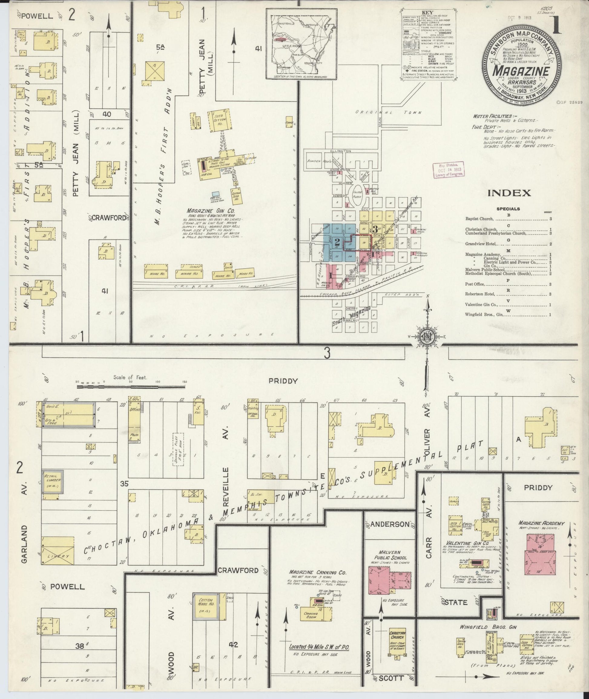 Sanborn Fire Insurance Map from Magazine, Logan County, Arkansas. (1913) – Historic Sanborn Fire Insurance Map Print