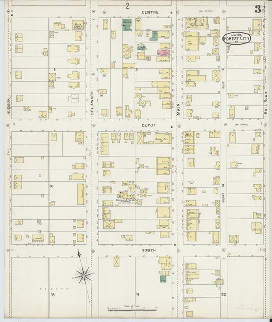 Sanborn Fire Insurance Map from Forest City, Susquehanna County, Pennsylvania (1896), Sheet #0003 - Historic Sanborn Fire Insurance Map Print, vintage old map wall art, antique decor, genealogy gift, Pennsylvania Pennsylvania map