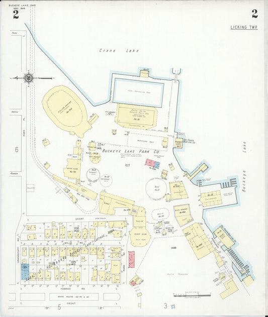 Sanborn Fire Insurance Map from Buckeye Lake, Licking County, Ohio (1946), Sheet #0002 - Historic Sanborn Fire Insurance Map Print, vintage old map wall art, antique decor, genealogy gift, Ohio Ohio map