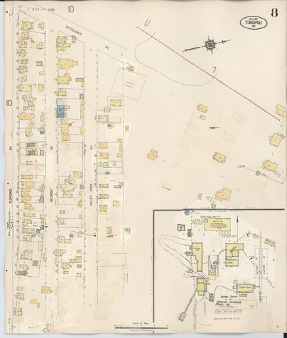 Sanborn Fire Insurance Map from Tonopah, Nye County, Nevada (1941), Sheet #0008 - Complete Map Set gallery image, historic Sanborn map, vintage wall art, Nevada Nevada