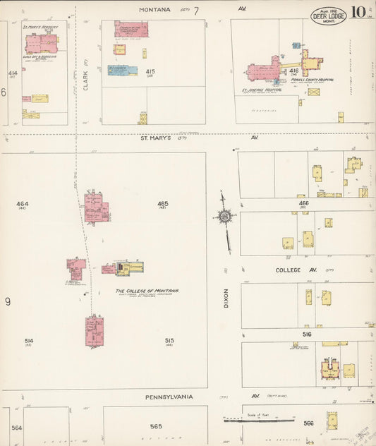 Sanborn Fire Insurance Map from Deer Lodge, Powell County, Montana (1912), Sheet #0010 - Historic Sanborn Fire Insurance Map Print, vintage old map wall art, antique decor, genealogy gift, Montana Montana map