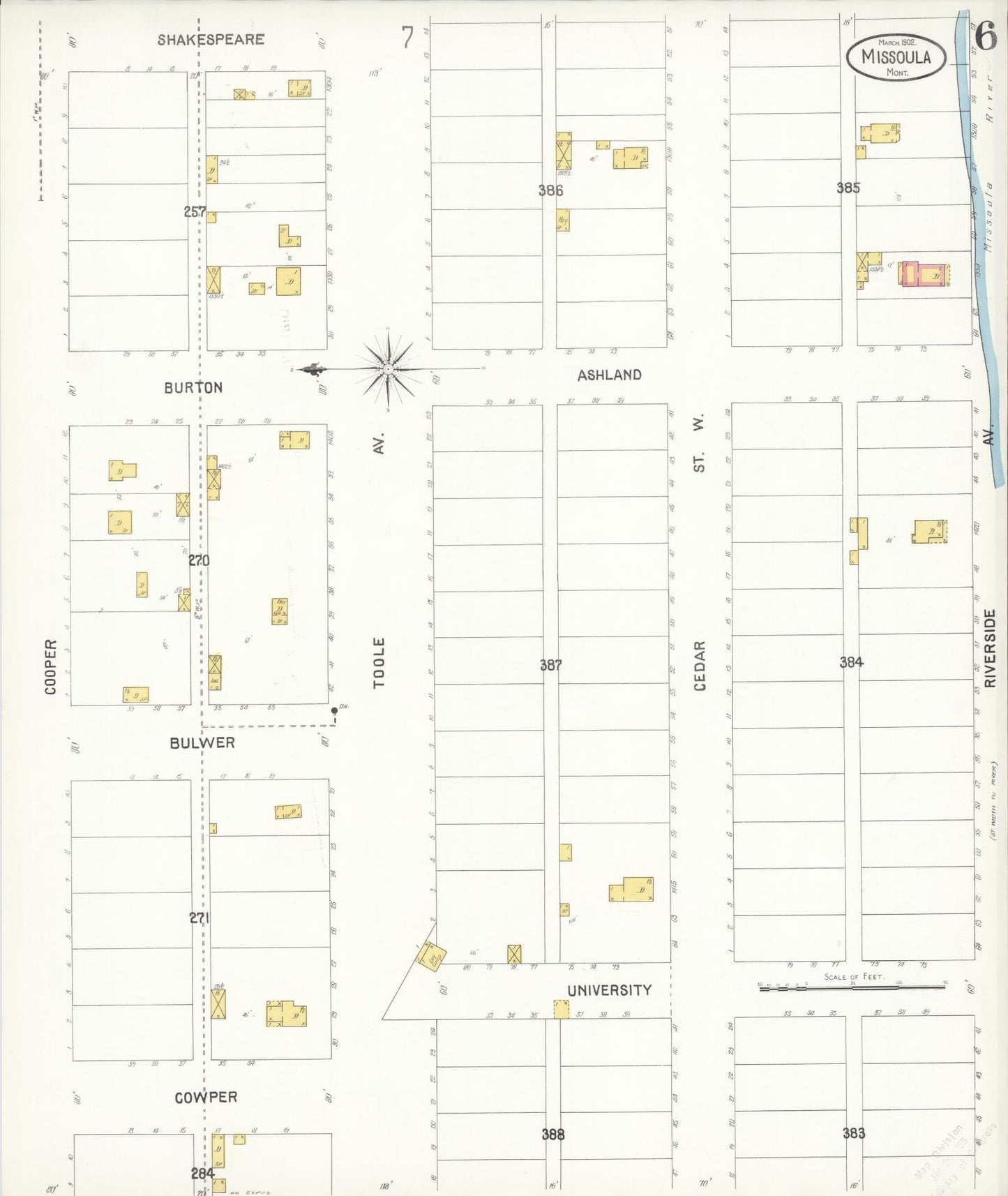Sanborn Fire Insurance Map from Missoula, Missoula County, Montana (1902), Sheet #0006 - Complete Map Set gallery image, historic Sanborn map, vintage wall art, Montana Montana
