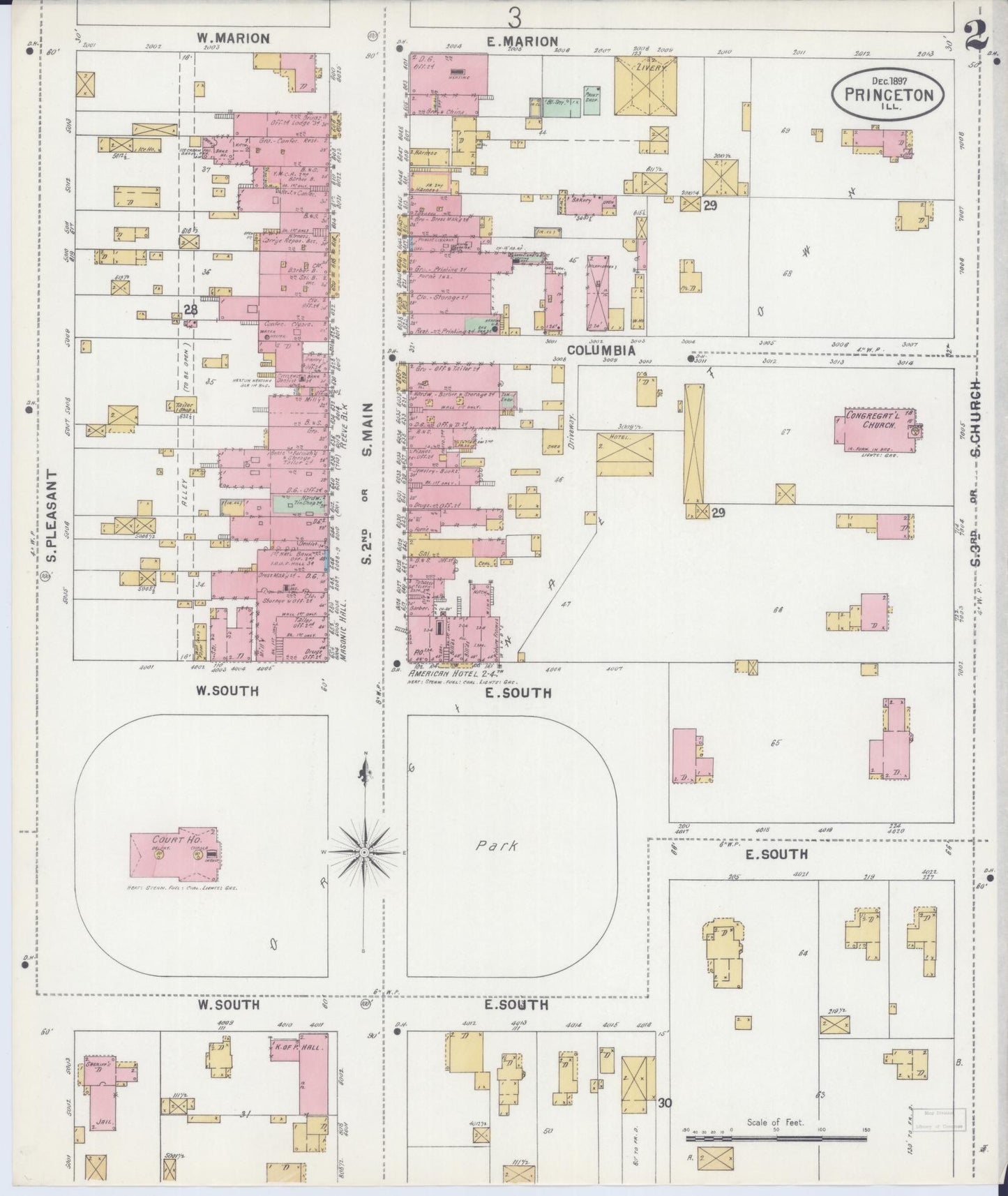 Sanborn Fire Insurance Map from Princeton, Bureau County, Illinois (1897), Sheet #0002 - Complete Map Set gallery image, historic Sanborn map, vintage wall art, Illinois Illinois