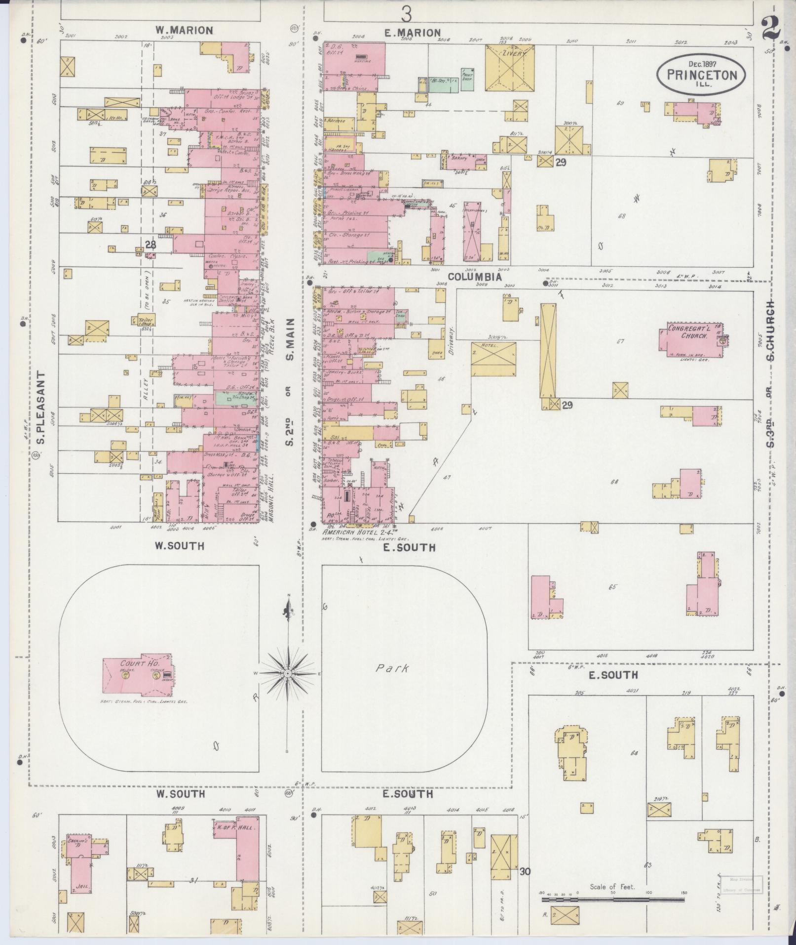 Sanborn Fire Insurance Map from Princeton, Bureau County, Illinois (1897), Sheet #0002 - Complete Map Set gallery image, historic Sanborn map, vintage wall art, Illinois Illinois