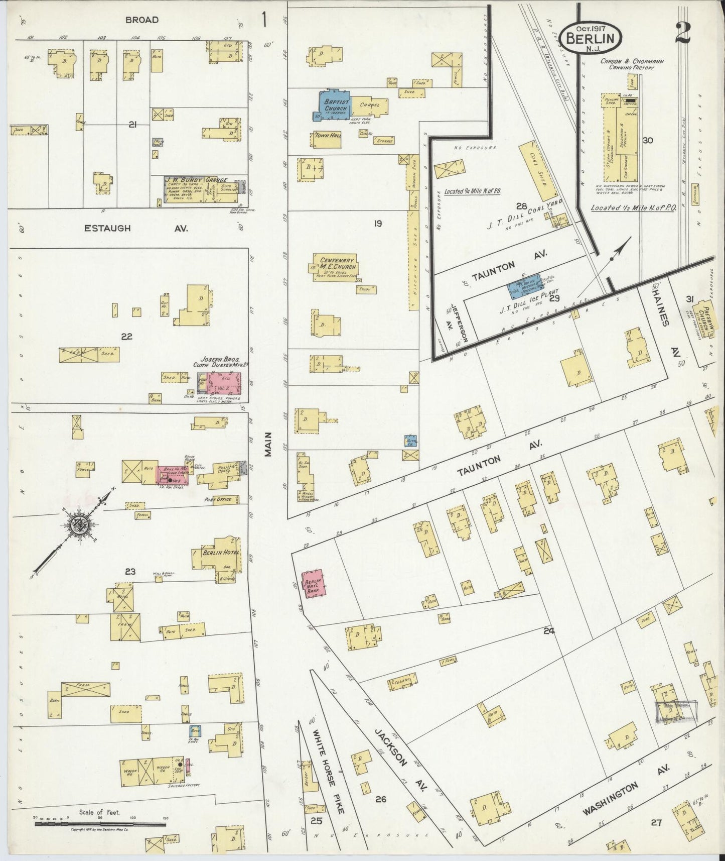 Sanborn Fire Insurance Map from Berlin, Camden County, New Jersey (1917), Sheet #0002 - Complete Map Set gallery image, historic Sanborn map, vintage wall art, New Jersey New Jersey