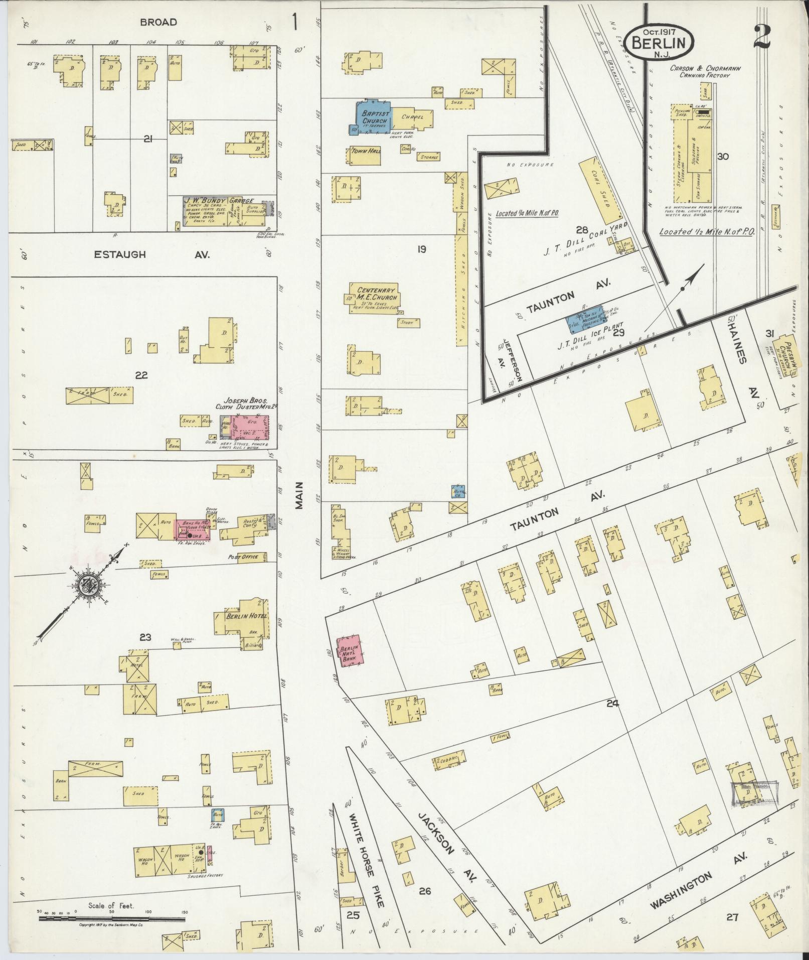 Sanborn Fire Insurance Map from Berlin, Camden County, New Jersey (1917), Sheet #0002 - Complete Map Set gallery image, historic Sanborn map, vintage wall art, New Jersey New Jersey