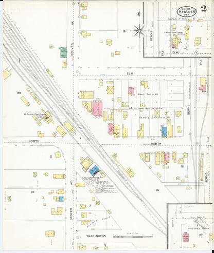 Sanborn Fire Insurance Map from Hanover, Washington County, Kansas (1905), Sheet #0002 - Complete Map Set gallery image, historic Sanborn map, vintage wall art, Kansas Kansas