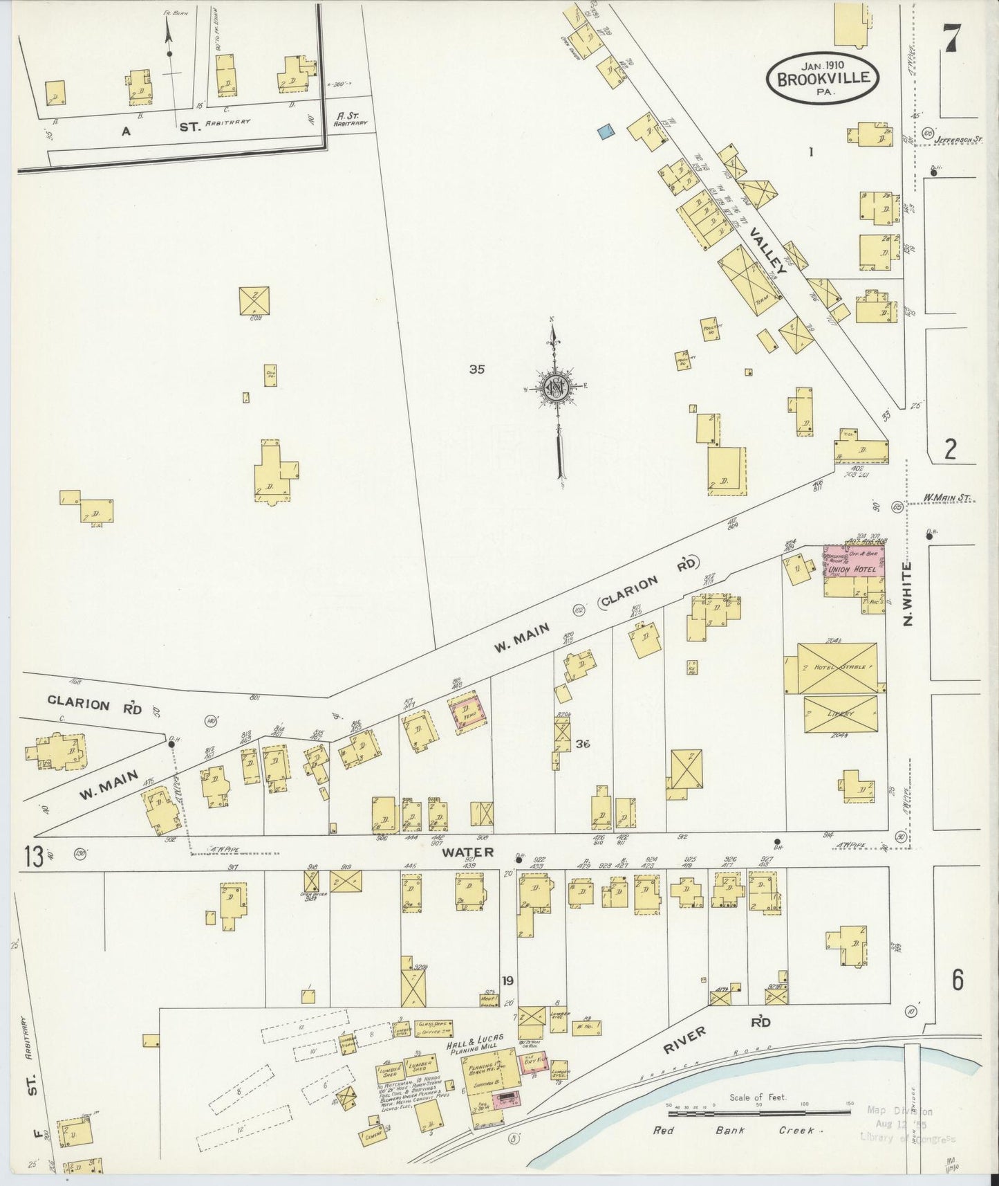 Sanborn Fire Insurance Map from Brookville, Jefferson County, Pennsylvania (1910), Sheet #0007 - Historic Sanborn Fire Insurance Map Print, vintage old map wall art, antique decor, genealogy gift, Pennsylvania Pennsylvania map