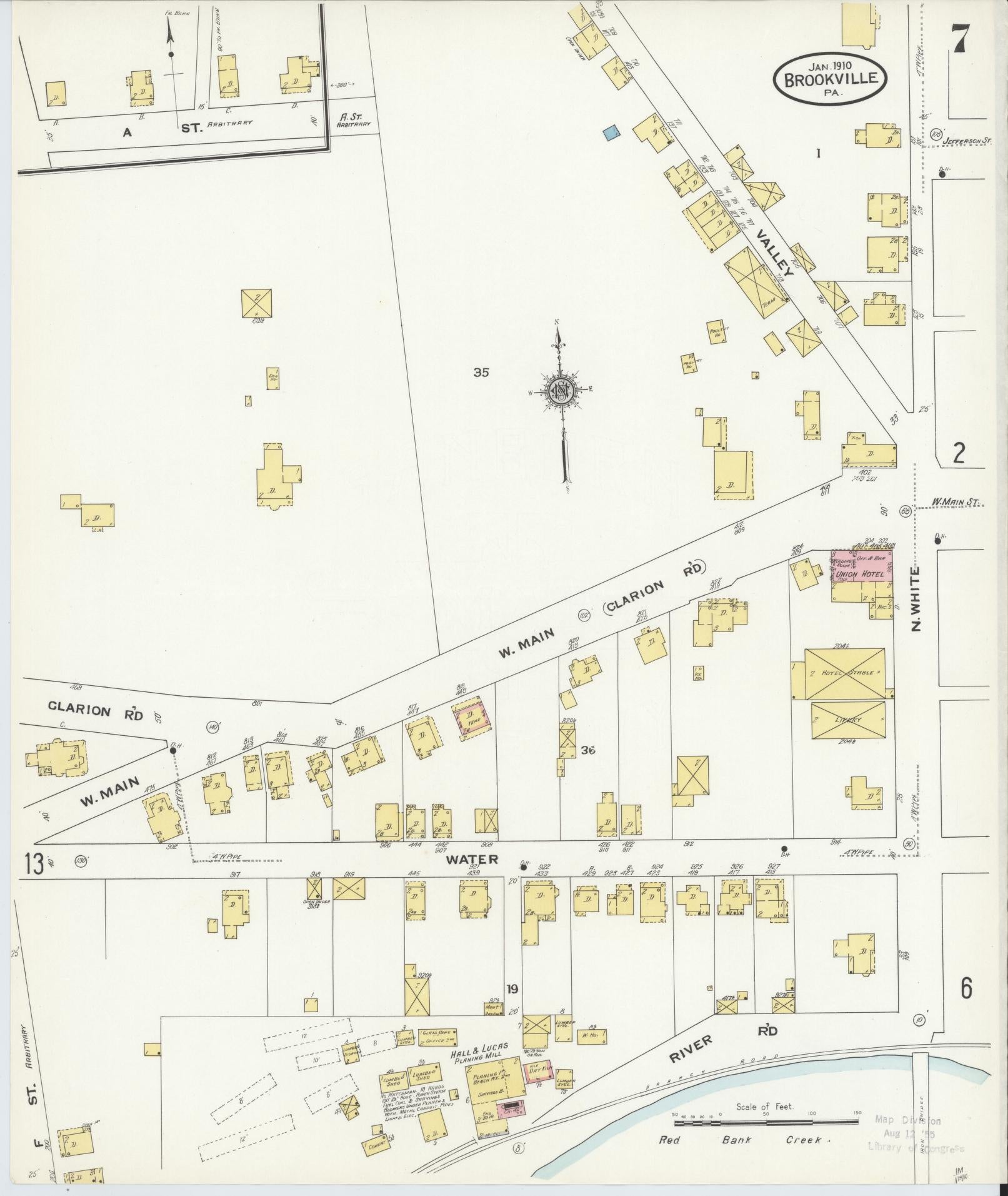 Sanborn Fire Insurance Map from Brookville, Jefferson County, Pennsylvania (1910), Sheet #0007 - Historic Sanborn Fire Insurance Map Print, vintage old map wall art, antique decor, genealogy gift, Pennsylvania Pennsylvania map