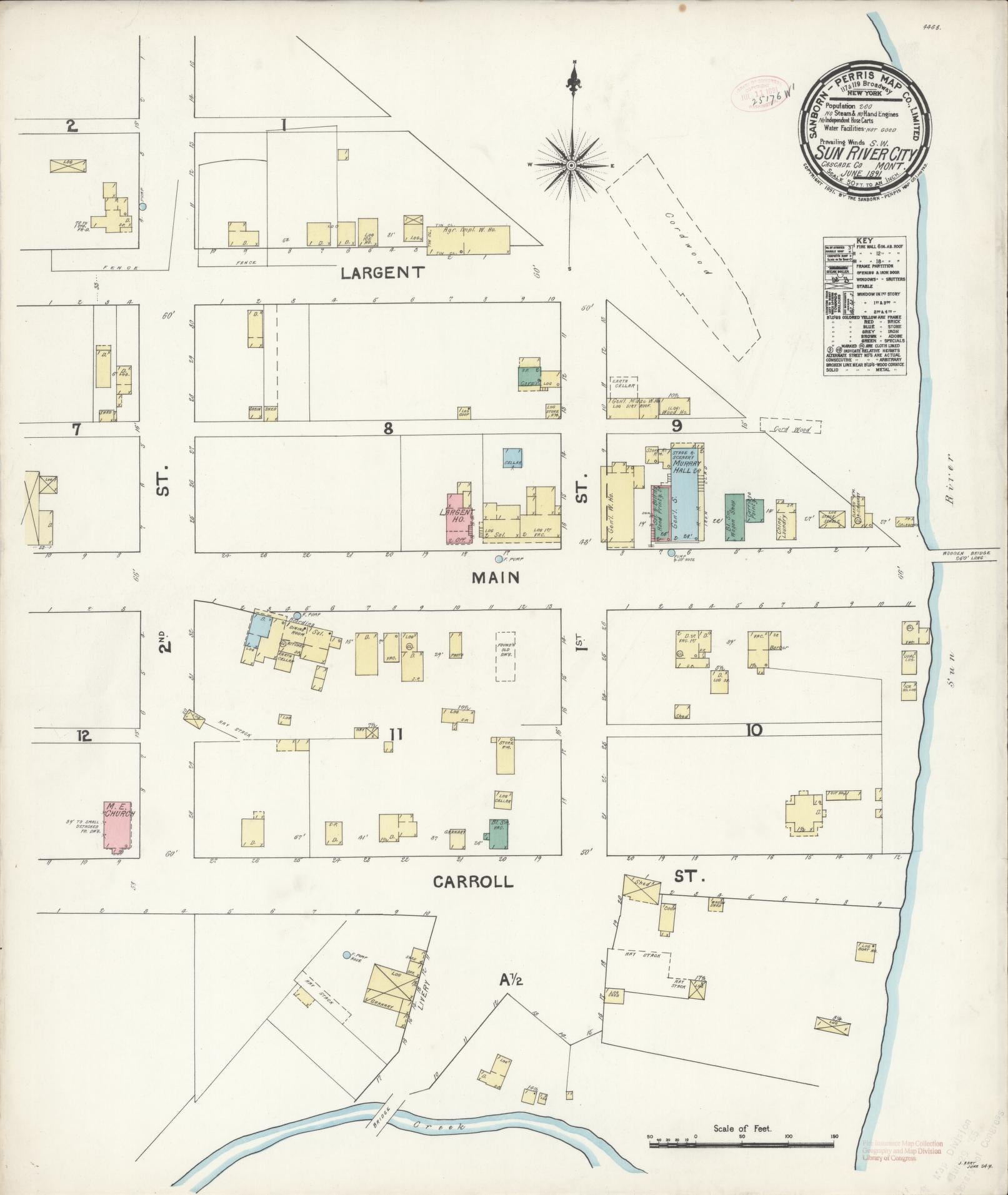 Sanborn Fire Insurance Map from Sun River City, Cascade County, Montana. (1891) – Historic Sanborn Fire Insurance Map Print