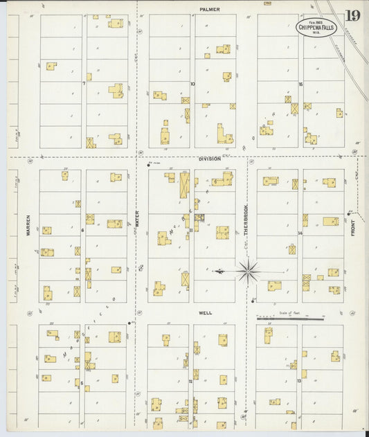 Sanborn Fire Insurance Map from Chippewa Falls, Chippewa County, Wisconsin (1903), Sheet #0019 - Historic Sanborn Fire Insurance Map Print, vintage old map wall art, antique decor, genealogy gift, Wisconsin Wisconsin map