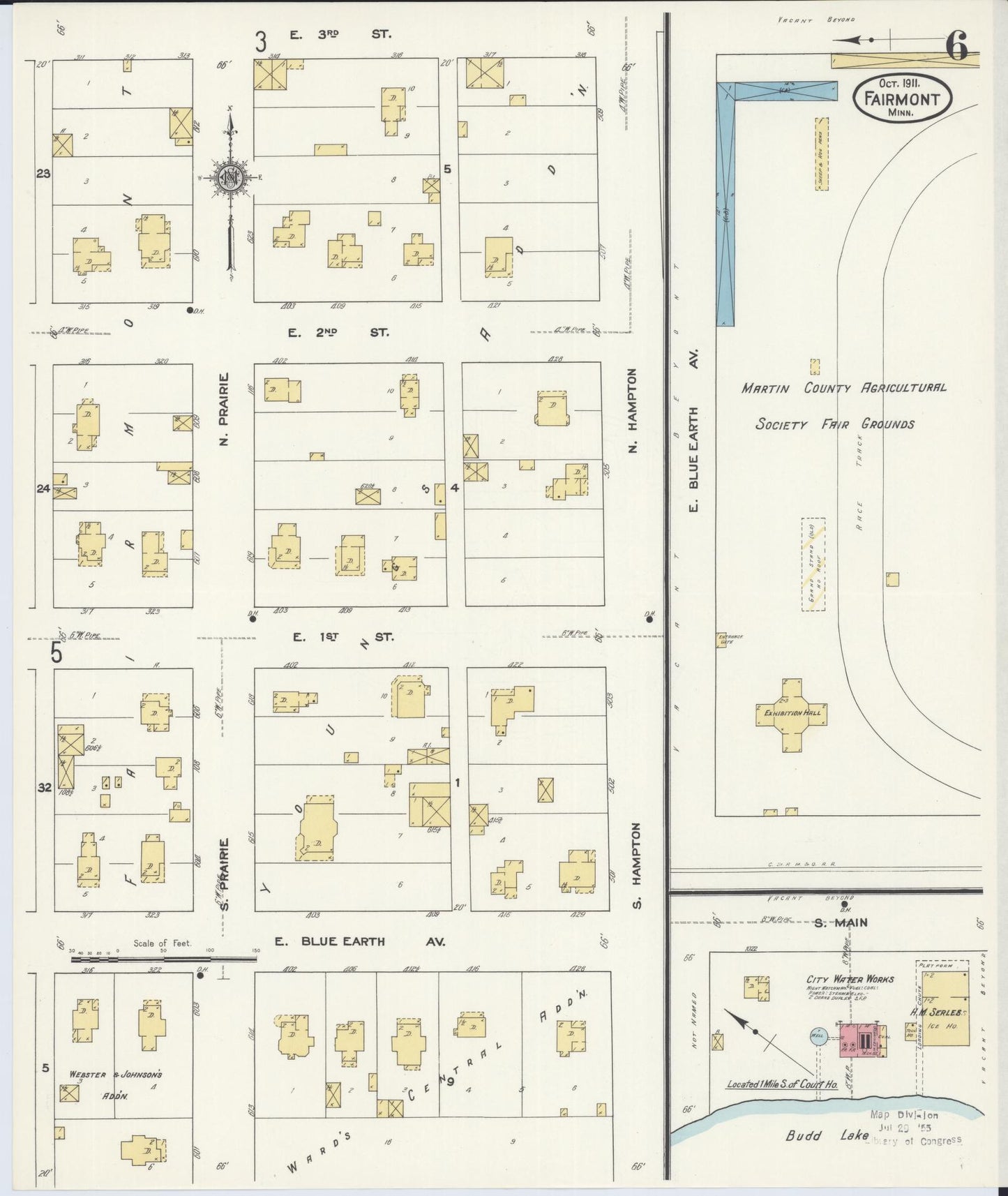 Sanborn Fire Insurance Map from Fairmont, Martin County, Minnesota (1911), Sheet #0006 - Complete Map Set gallery image, historic Sanborn map, vintage wall art, Minnesota Minnesota
