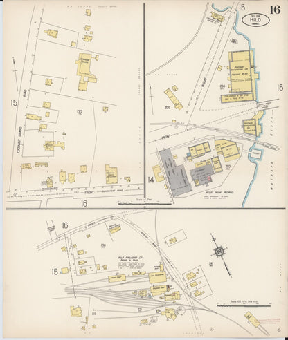 Sanborn Fire Insurance Map from Hilo, Hawaii County, Hawaii (1914), Sheet #0016 - Historic Sanborn Fire Insurance Map Print, vintage old map wall art