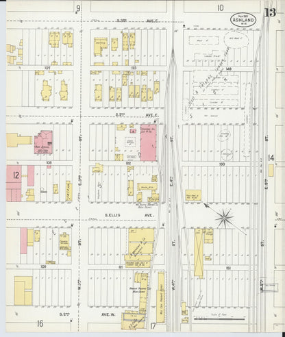 Sanborn Fire Insurance Map from Ashland, Ashland County, Wisconsin (1901), Sheet #0013 - Historic Sanborn Fire Insurance Map Print, vintage old map wall art, antique decor, genealogy gift, Wisconsin Wisconsin map