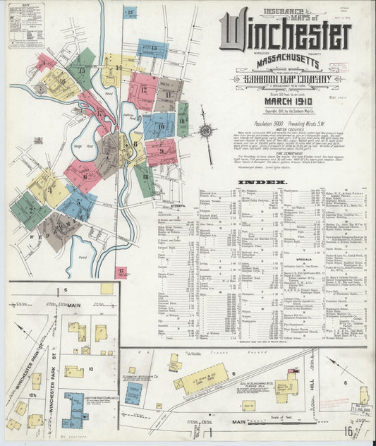 Sanborn Fire Insurance Map from Winchester, Middlesex County, Massachusetts. (1910) – Historic Sanborn Fire Insurance Map Print