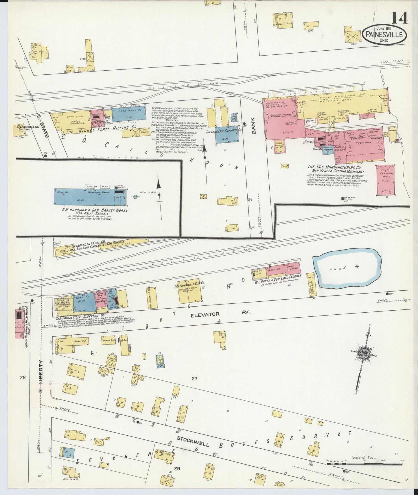 Sanborn Fire Insurance Map from Painesville, Lake County, Ohio (1911), Sheet #0014 - Complete Map Set gallery image, historic Sanborn map, vintage wall art, Ohio Ohio