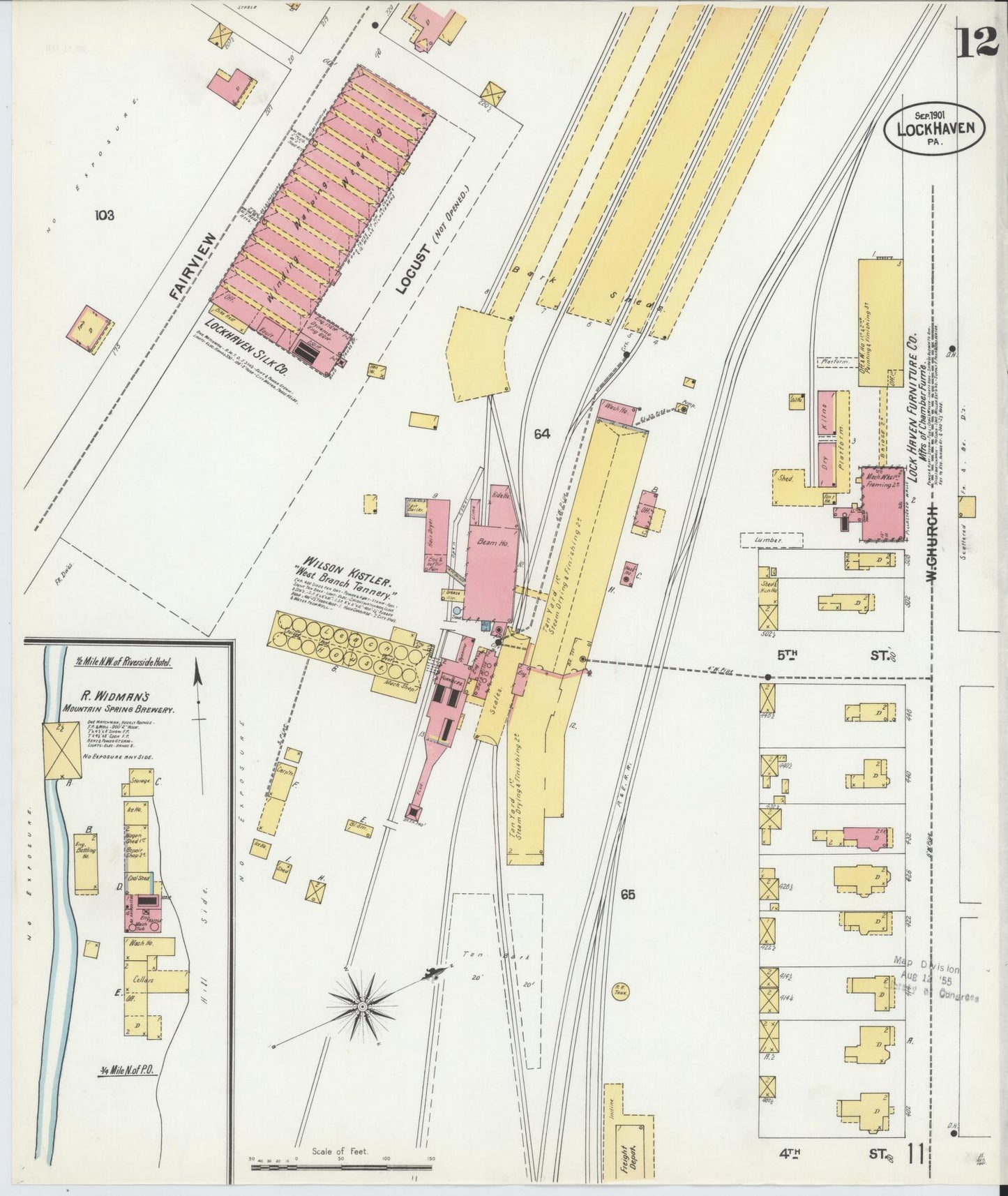 Sanborn Fire Insurance Map from Lock Haven, Clinton County, Pennsylvania (1901), Sheet #0012 - Complete Map Set gallery image, historic Sanborn map, vintage wall art, Pennsylvania Pennsylvania