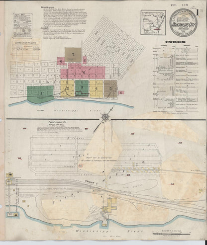 Sanborn Fire Insurance Map from Arkansas City, Desha County, Arkansas (1932), Sheet #0001 - Complete Map Set gallery image, historic Sanborn map, vintage wall art, Arkansas Arkansas