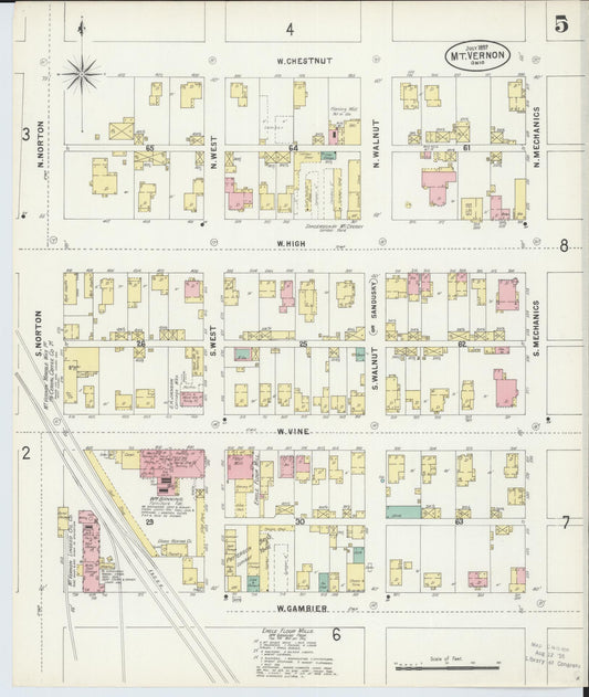 Sanborn Fire Insurance Map from Mount Vernon, Knox County, Ohio (1897), Sheet #0005 - Historic Sanborn Fire Insurance Map Print, vintage old map wall art, antique decor, genealogy gift, Ohio Ohio map