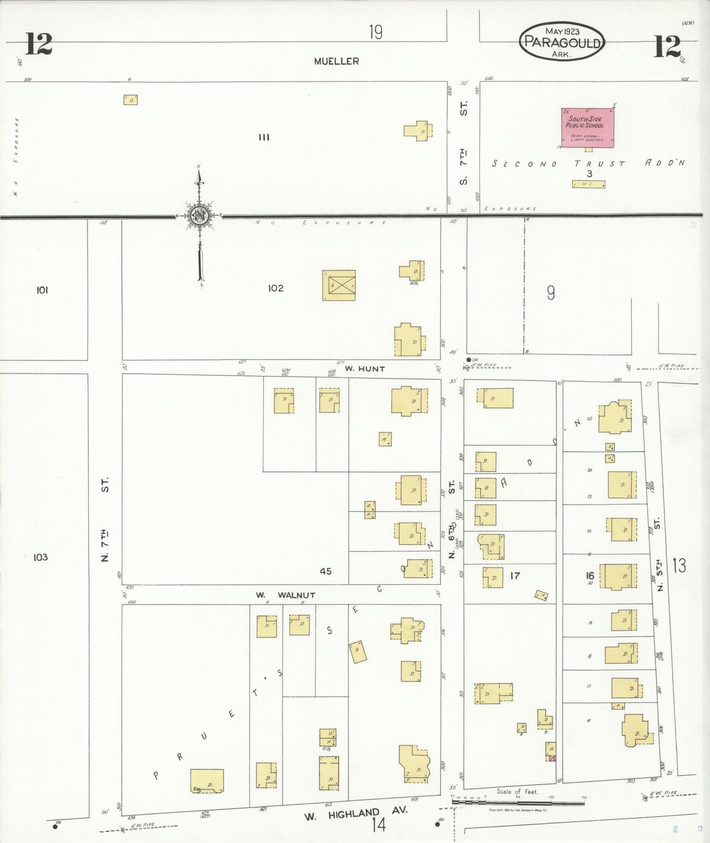 Sanborn Fire Insurance Map from Paragould, Greene County, Arkansas (1923), Sheet #0012 - Complete Map Set gallery image, historic Sanborn map, vintage wall art, Arkansas Arkansas