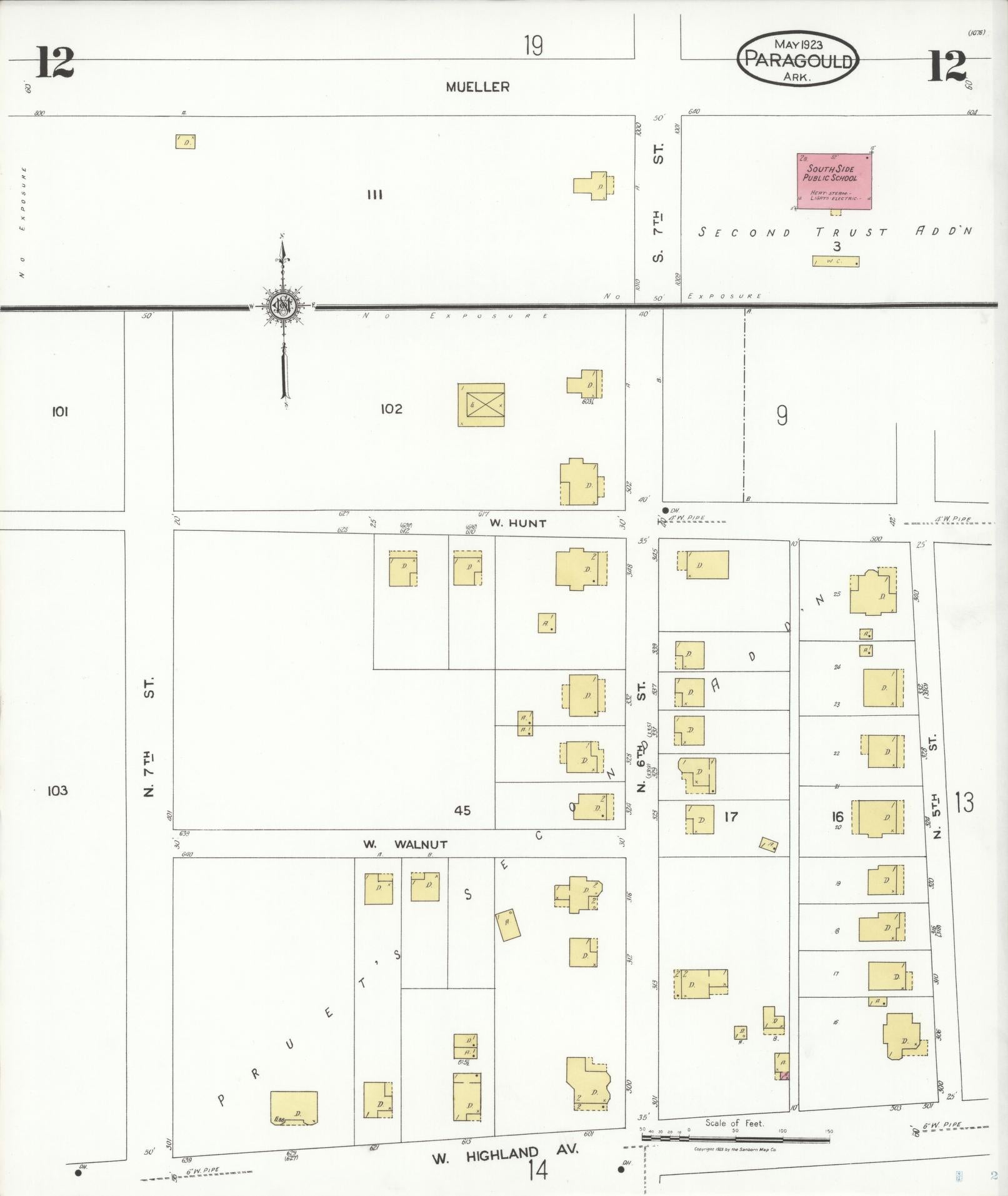 Sanborn Fire Insurance Map from Paragould, Greene County, Arkansas (1923), Sheet #0012 - Complete Map Set gallery image, historic Sanborn map, vintage wall art, Arkansas Arkansas