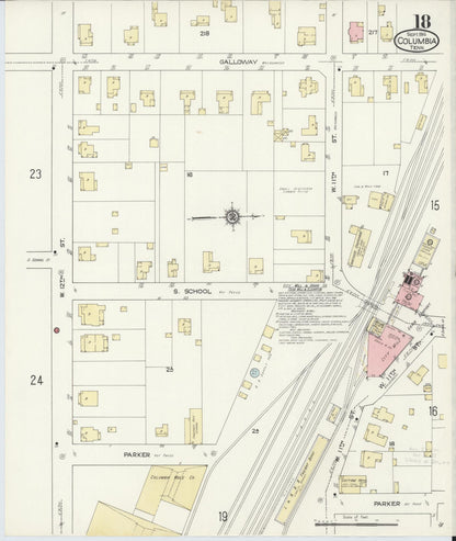 Sanborn Fire Insurance Map from Columbia, Maury County, Tennessee (1914), Sheet #0018 - Complete Map Set gallery image, historic Sanborn map, vintage wall art, Tennessee Tennessee