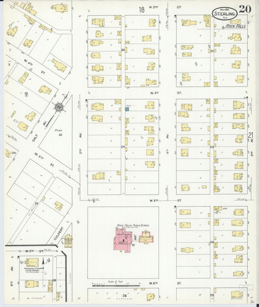 Sanborn Fire Insurance Map from Sterling, Whiteside County, Illinois (1910), Sheet #0020 - Historic Sanborn Fire Insurance Map Print, vintage old map wall art, antique decor, genealogy gift, Illinois Illinois map