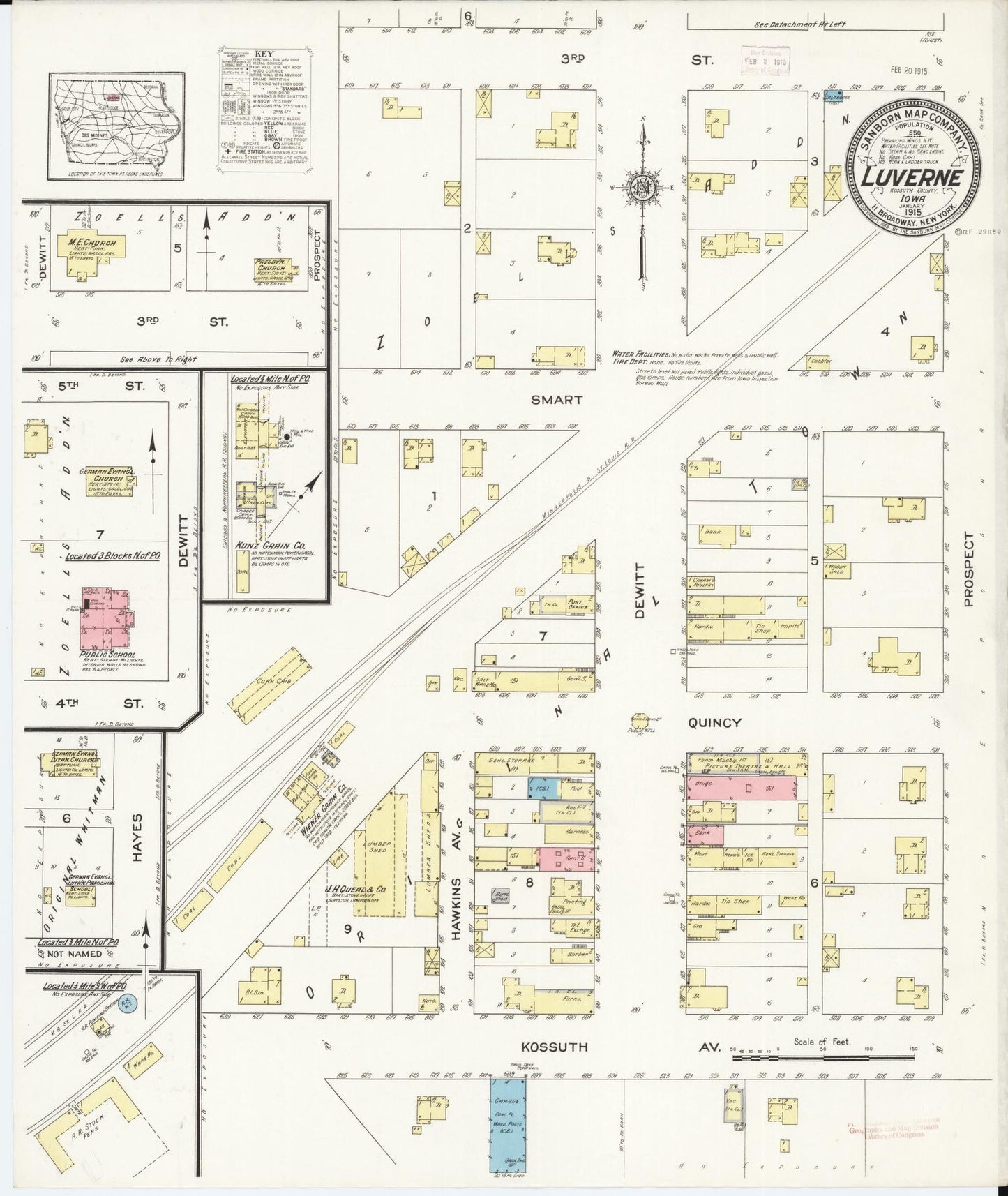 Sanborn Fire Insurance Map from Luverne, Kossuth County, Iowa. (1915) – Map View