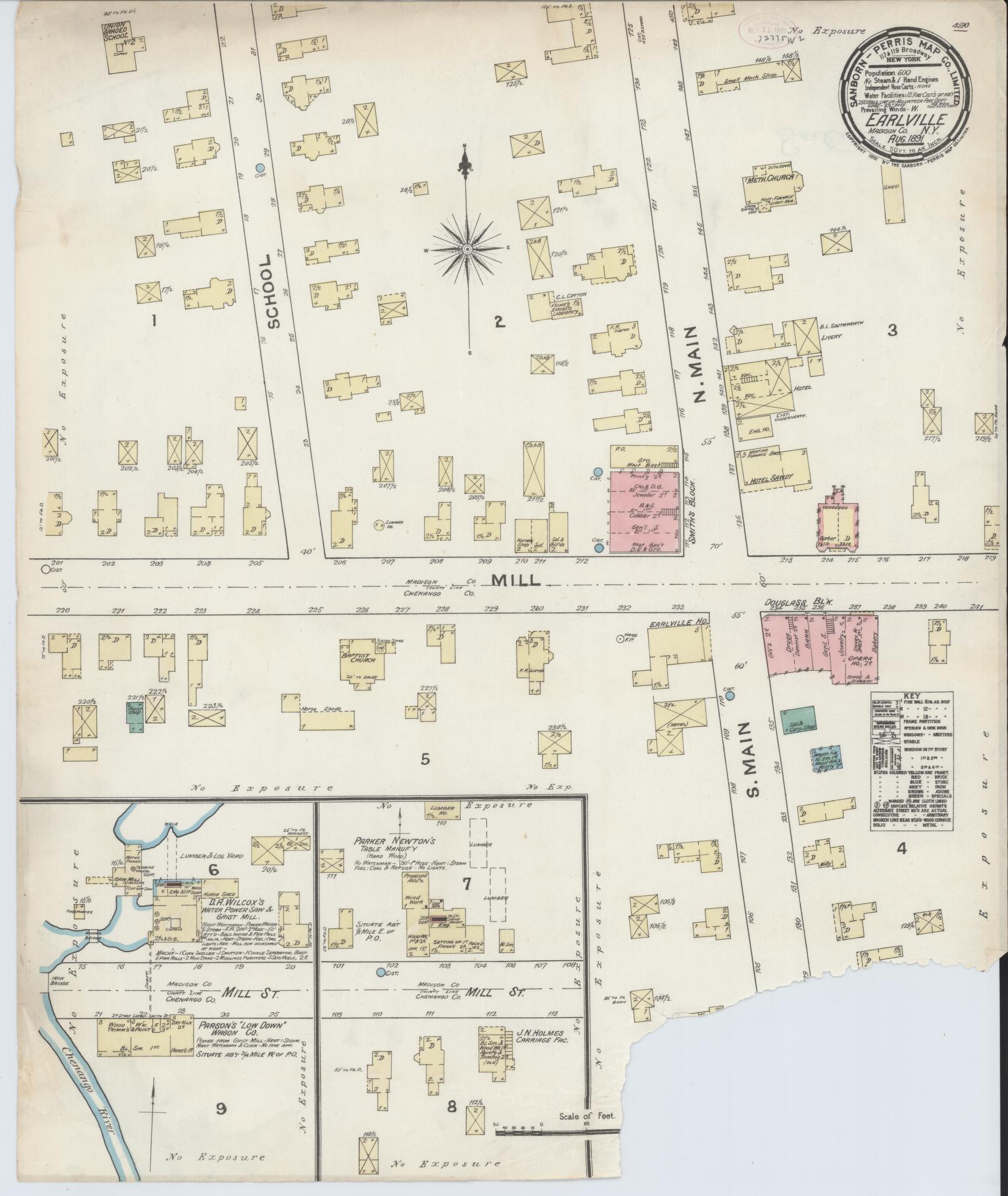 Sanborn Fire Insurance Map from Earlville, Madison And Chenango Counties, New York. (1891) – Historic Sanborn Fire Insurance Map Print