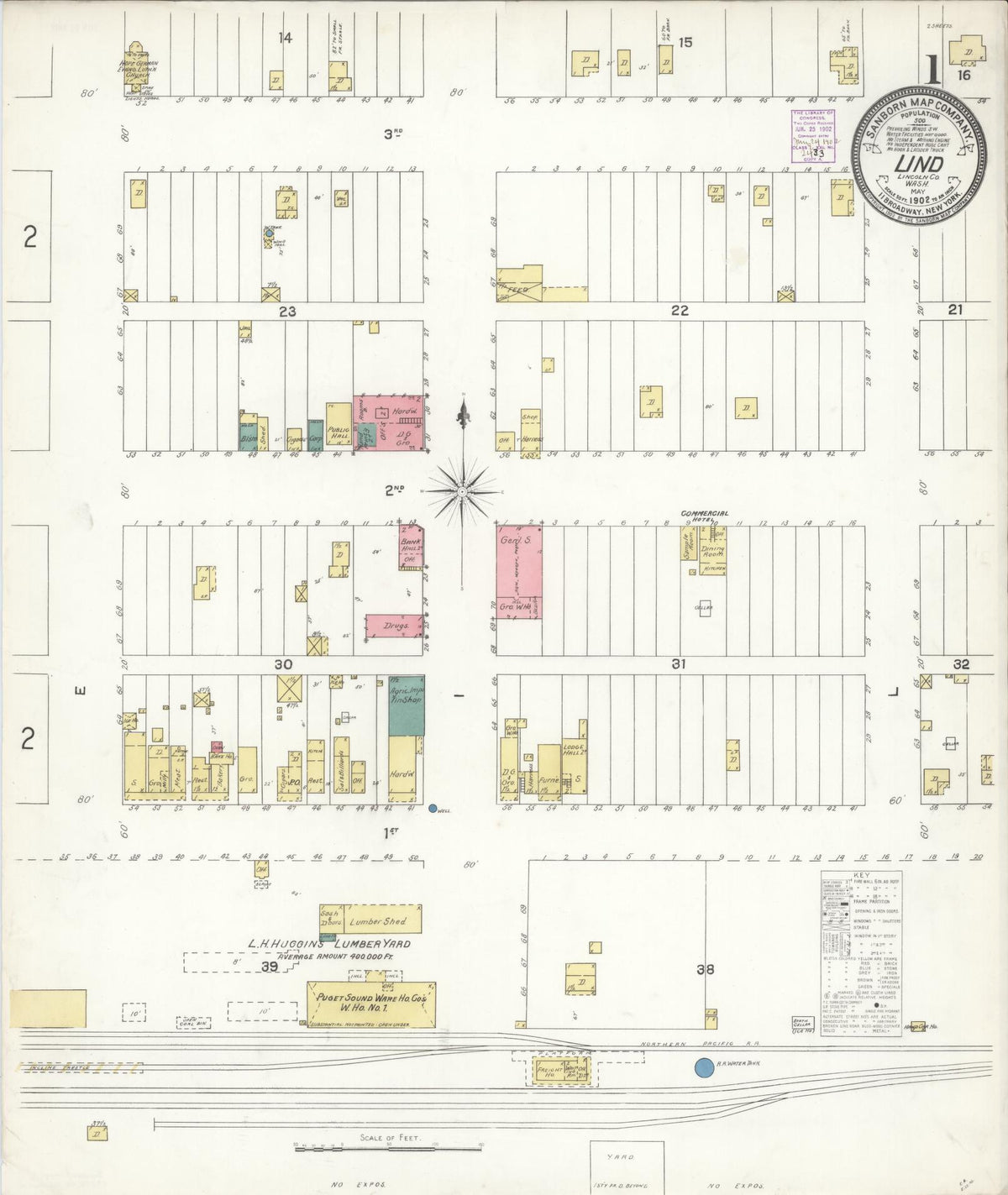 Sanborn Fire Insurance Map from Lind, Adams County, Washington (1902), Sheet #0001 - Historic Sanborn Fire Insurance Map Print, vintage old map wall art, antique decor, genealogy gift, Washington Washington map