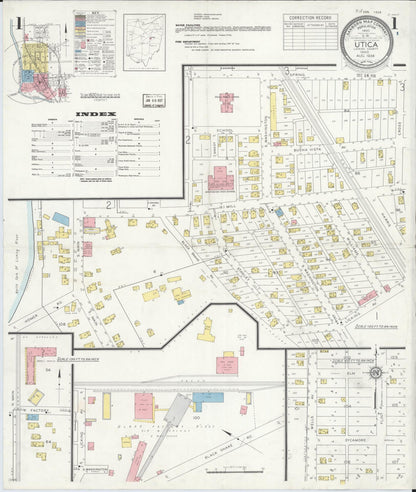 Sanborn Fire Insurance Map from Utica, Licking County, Ohio (1936), Sheet #0001 - Complete Map Set gallery image, historic Sanborn map, vintage wall art, Ohio Ohio