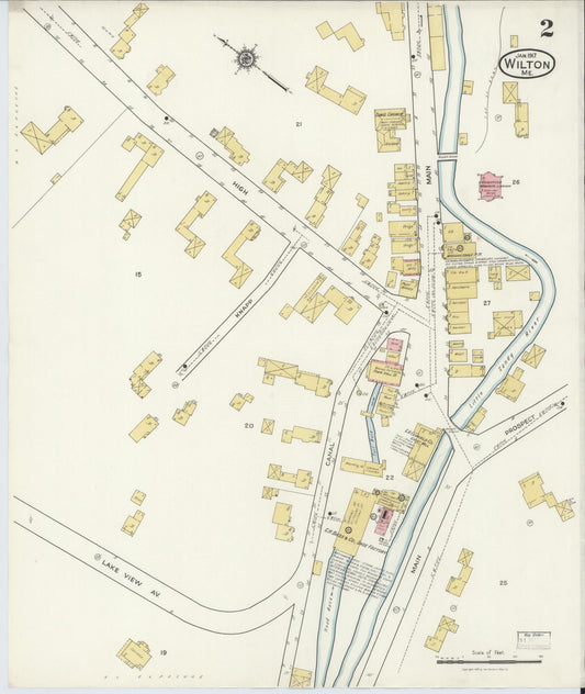 Sanborn Fire Insurance Map from Wilton, Franklin County, Maine (1917), Sheet #0002 - Historic Sanborn Fire Insurance Map Print, vintage old map wall art, antique decor, genealogy gift, Maine Maine map