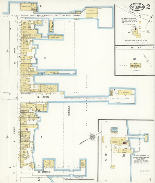 Sanborn Fire Insurance Map from Port Angeles, Clallam County, Washington (1911), Sheet #0002 - Historic Sanborn Fire Insurance Map Print, vintage old map wall art, antique decor, genealogy gift, Washington Washington map