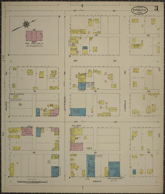 Sanborn Fire Insurance Map from Ephrata, Grant County, Washington (1922), Sheet #0003 - Historic Sanborn Fire Insurance Map Print, vintage old map wall art, antique decor, genealogy gift, Washington Washington map