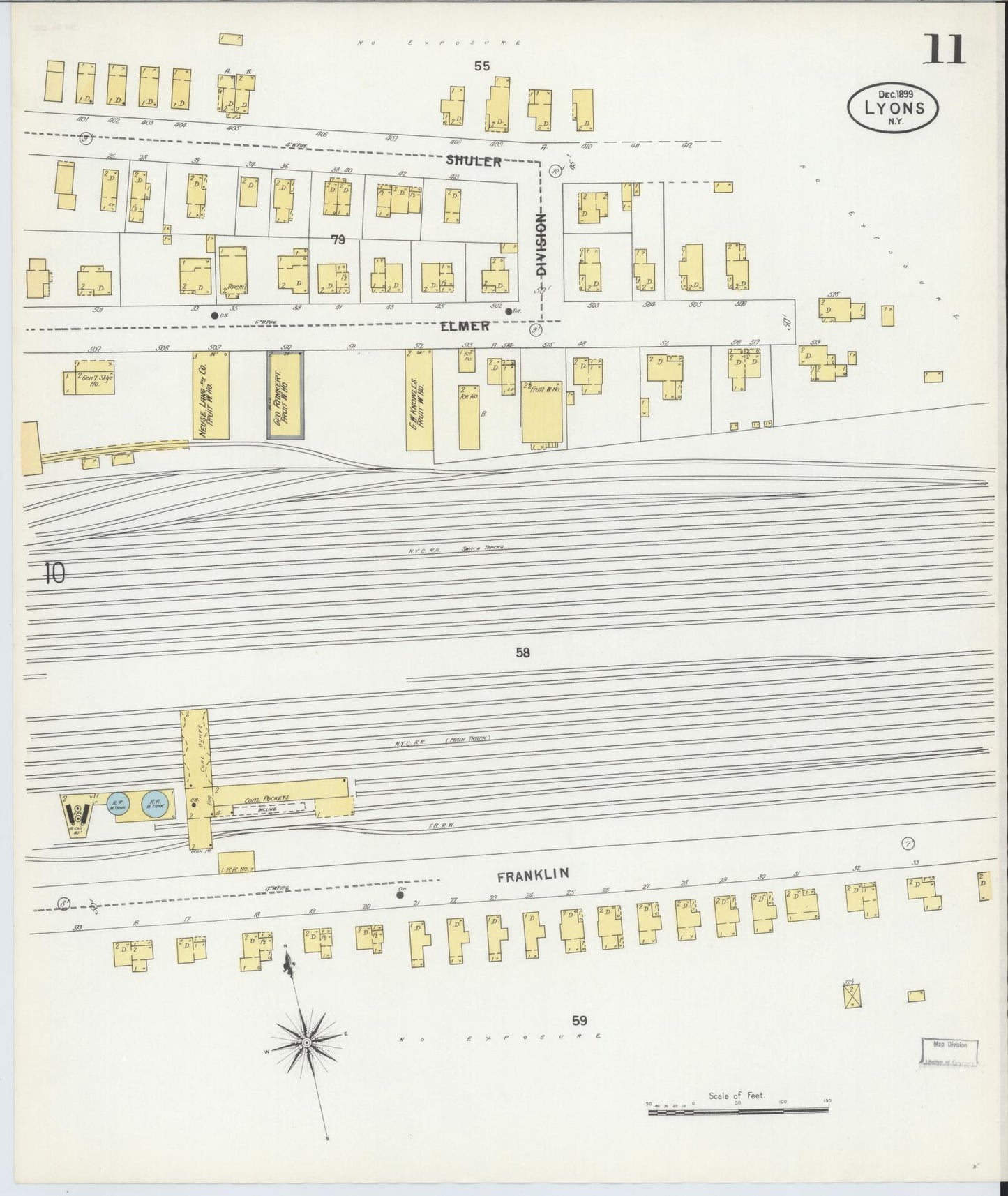 Sanborn Fire Insurance Map from Lyons, Wayne County, New York (1899), Sheet #0011 - Complete Map Set gallery image, historic Sanborn map, vintage wall art, New York New York