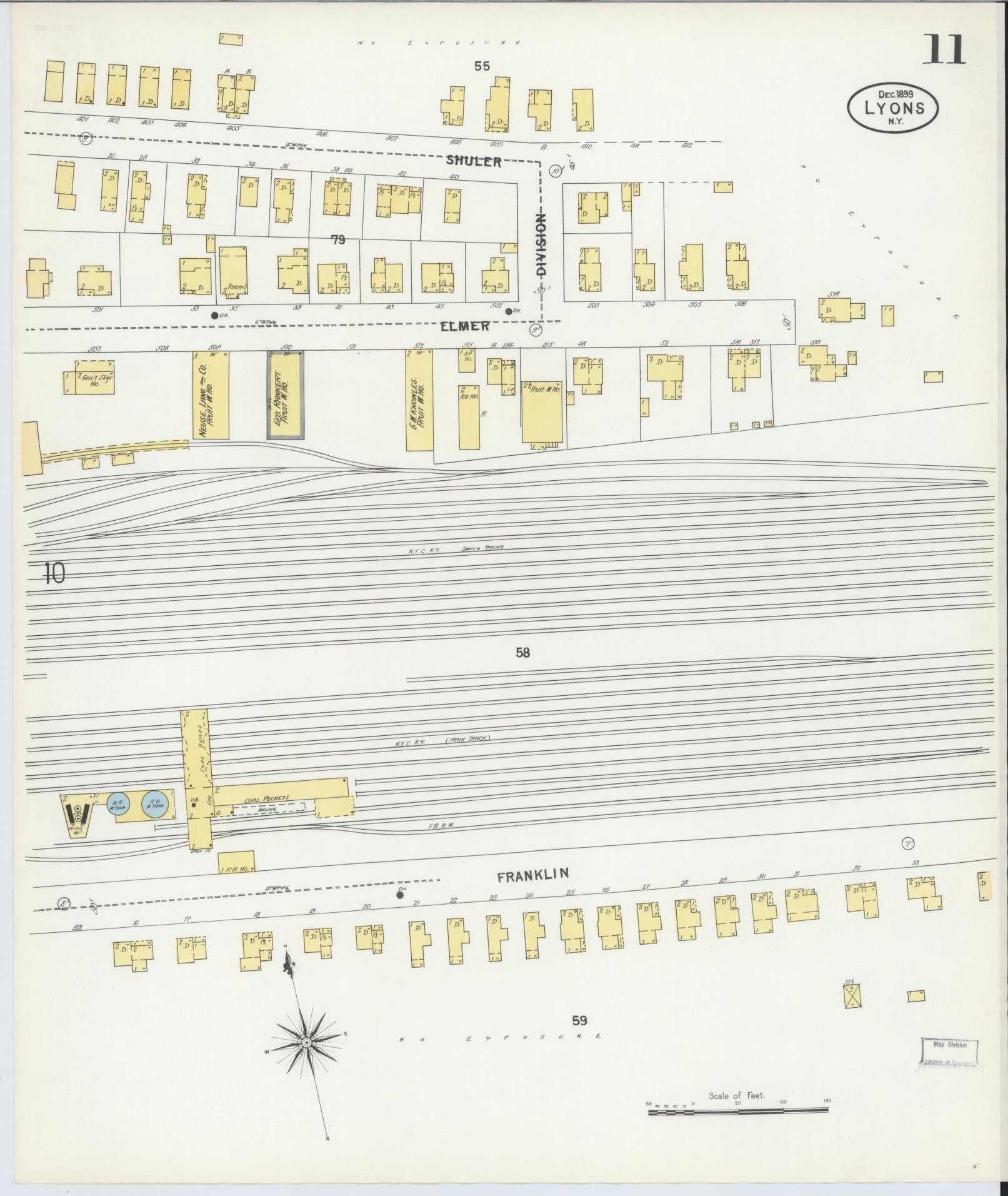 Sanborn Fire Insurance Map from Lyons, Wayne County, New York (1899), Sheet #0011 - Complete Map Set gallery image, historic Sanborn map, vintage wall art, New York New York