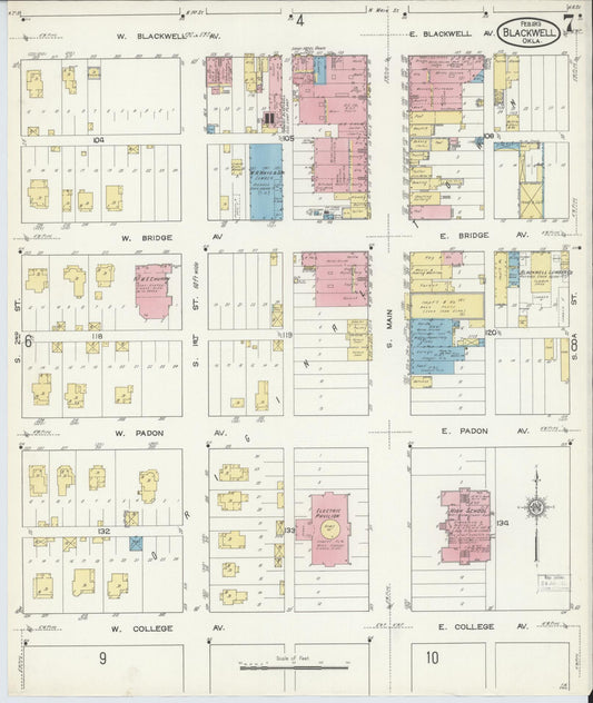 Sanborn Fire Insurance Map from Blackwell, Kay County, Oklahoma (1913), Sheet #0007 - Historic Sanborn Fire Insurance Map Print, vintage old map wall art, antique decor, genealogy gift, Oklahoma Oklahoma map