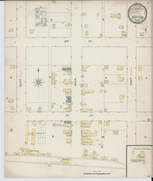 Sanborn Fire Insurance Map from Hartford, Minnehaha County, South Dakota (1893), Sheet #0001 - Historic Sanborn Fire Insurance Map Print, vintage old map wall art, antique decor, genealogy gift, South Dakota South Dakota map