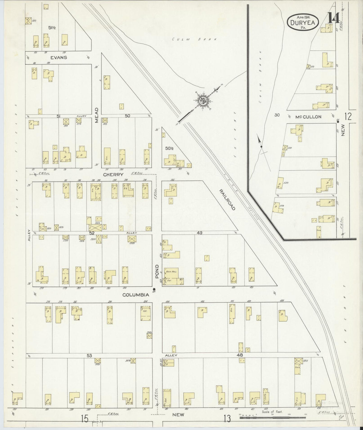 Sanborn Fire Insurance Map from Duryea, Luzerne County, Pennsylvania (1914), Sheet #0014 - Complete Map Set gallery image, historic Sanborn map, vintage wall art, Pennsylvania Pennsylvania