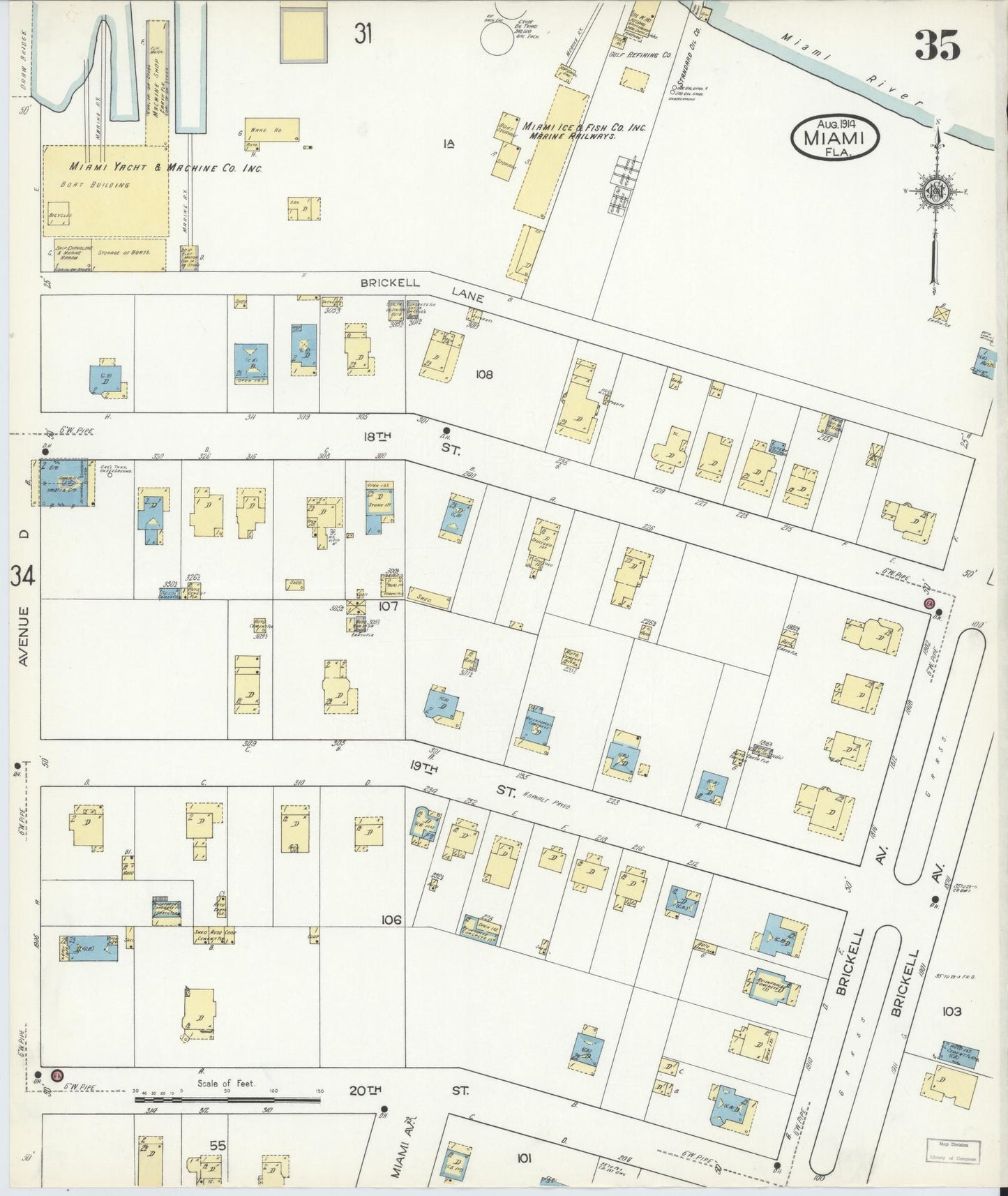 Sanborn Fire Insurance Map from Miami, Dade County, Florida (1914), Sheet #0035 - Complete Map Set gallery image, historic Sanborn map, vintage wall art, Florida Florida