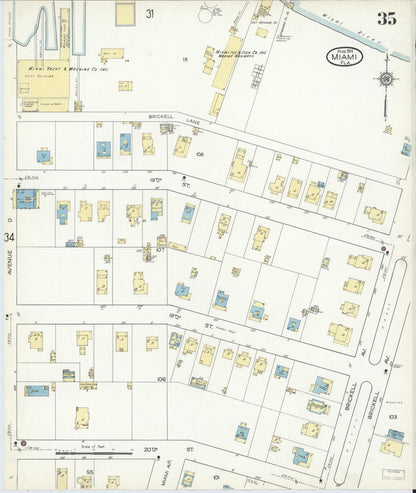 Sanborn Fire Insurance Map from Miami, Dade County, Florida (1914), Sheet #0035 - Complete Map Set gallery image, historic Sanborn map, vintage wall art, Florida Florida