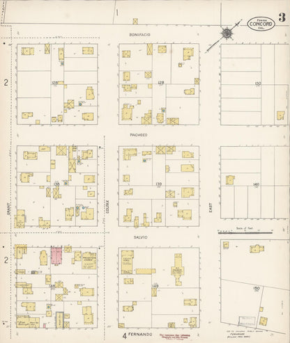 Sanborn Fire Insurance Map from Concord, Contra Costa County, California (1912), Sheet #0003 - Complete Map Set gallery image, historic Sanborn map, vintage wall art, California California
