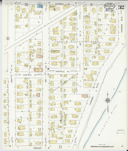 Sanborn Fire Insurance Map from Wausau, Marathon County, Wisconsin (1912), Sheet #0032 - Complete Map Set gallery image, historic Sanborn map, vintage wall art, Wisconsin Wisconsin