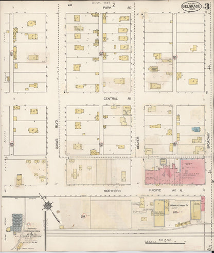 Sanborn Fire Insurance Map from Belgrade, Gallatin County, Montana (1941), Sheet #0003 - Complete Map Set gallery image, historic Sanborn map, vintage wall art, Montana Montana