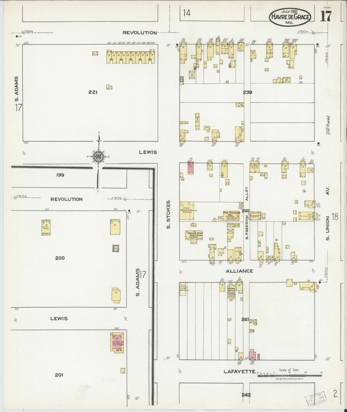 Sanborn Fire Insurance Map from Havre De Grace, Harford County, Maryland (1921), Sheet #0017 - Historic Sanborn Fire Insurance Map Print, vintage old map wall art, antique decor, genealogy gift, Maryland Maryland map