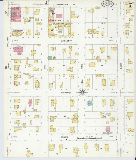 Sanborn Fire Insurance Map from Fenton, Genesee County, Michigan (1908), Sheet #0007 - Historic Sanborn Fire Insurance Map Print, vintage old map wall art, antique decor, genealogy gift, Michigan Michigan map
