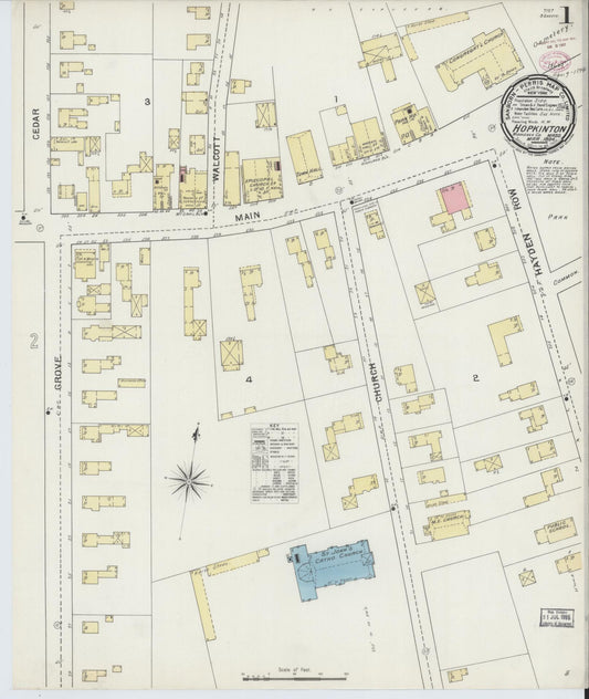 Sanborn Fire Insurance Map from Hopkinton, Middlesex County, Massachusetts (1894), Sheet #0001 - Historic Sanborn Fire Insurance Map Print, vintage old map wall art, antique decor, genealogy gift, Massachusetts Massachusetts map