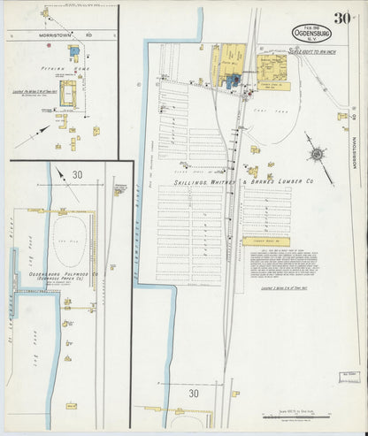 Sanborn Fire Insurance Map from Ogdensburg, St. Lawrence County, New York (1918), Sheet #0030 - Complete Map Set gallery image, historic Sanborn map, vintage wall art, New York New York