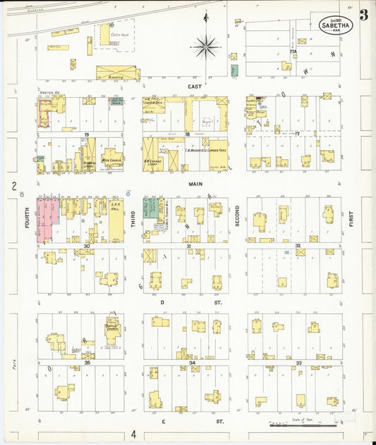 Sanborn Fire Insurance Map from Sabetha, Nemaha County, Kansas (1901), Sheet #0003 - Historic Sanborn Fire Insurance Map Print, vintage old map wall art, antique decor, genealogy gift, Kansas Kansas map